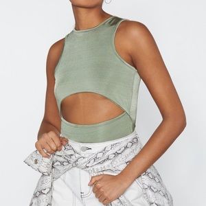 NWOT Nasty Gal Green Underboob Cut Out Bodysuit